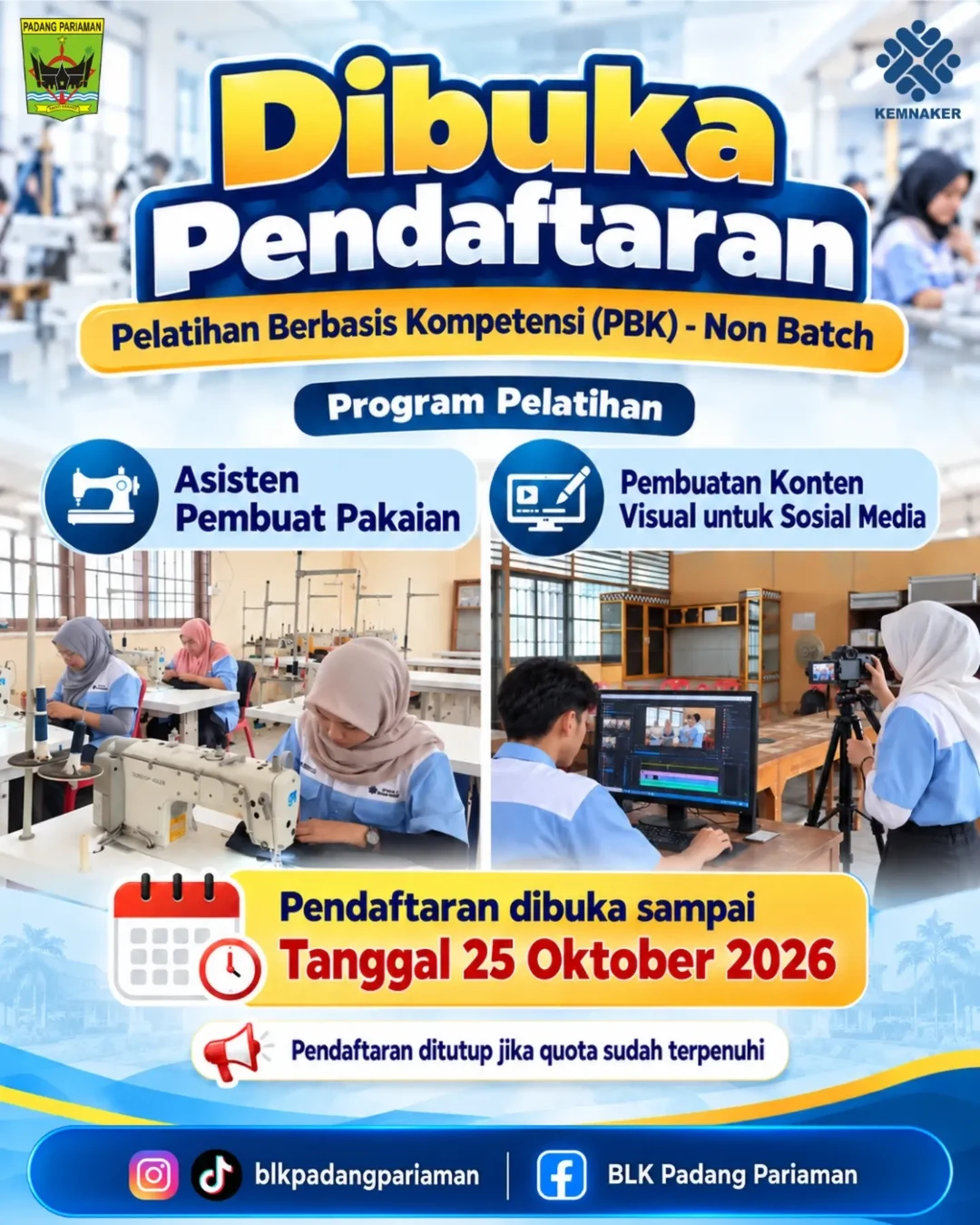 Poster SAATNYA BERGABUNG BERSAMA BLK PADANG PARIAMAN!